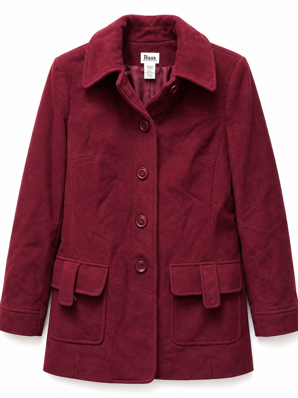 G.H. Bass & Co. Burgundy Wool-Blend Pea Coat